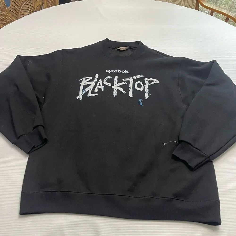 Reebok Blacktop Black VTG Deadstock 90s Sweatshirt Size Large